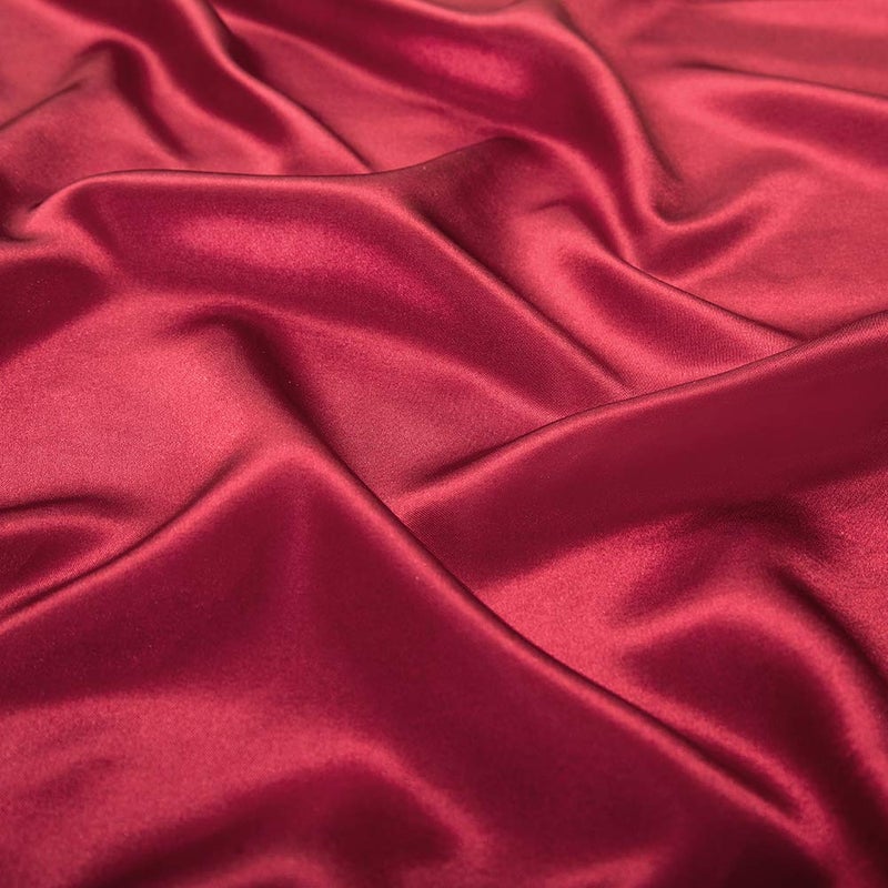 Luxbedding Satin Bed Sheets King Size Sheets, Red Silk Sheets, 4 - Pieces Soft Bedding Set with 1 Deep Pocket Fitted Sheet,1 Flat Sheet,2 Pillowcase - Image 2